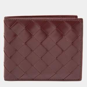 Bottega Veneta Burgundy Intrecciato Leather Bifold Wallet