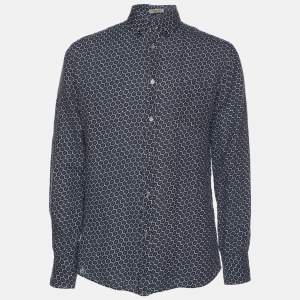 Bottega Veneta Blue Printed Long Sleeve Button Front Shirt M