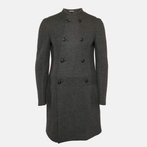Bottega Veneta Grey Wool Felt Double Breasted Coat M
