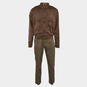 Bottega Veneta Brown Silk/Cotton Jacket and Pants Set L