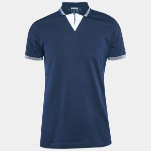 Bottega Veneta Navy Blue Jersey Collared T-Shirt M