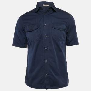Bottega Veneta Blue Cotton Short Sleeve Shirt S