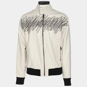 Bottega Veneta Cream Embroidered Leather Jacket S