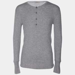 Bottega Veneta Cashmere Knit Henley Neck Full Sleeve T-Shirt L