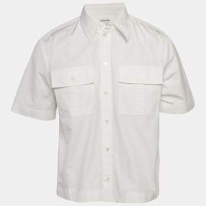 Pre Owned Bottega Veneta White Cotton Short Sleeve Shirt S
