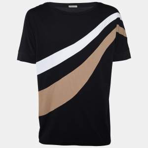 Bottega Veneta Black Cotton Knit Contrast Detail Oversized t-Shirt XL