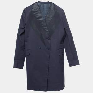 Bottega Veneta Dark Blue Crepe Double Breasted Blazer XS