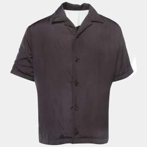 Bottega Veneta Brown Logo Print Button Front Short Sleeve Shirt M