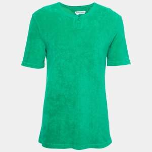 Bottega Veneta Green Terry Cotton Crew Neck T-Shirt M