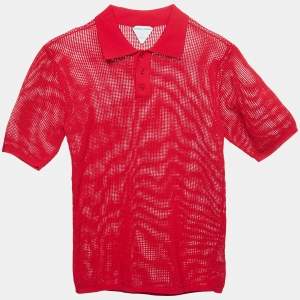 Bottega Veneta Red Mesh Polo T-Shirt L