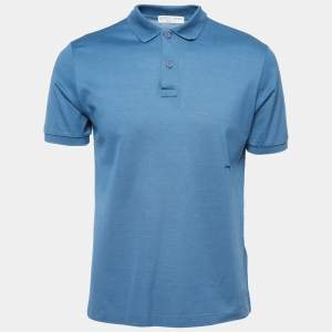 Bottega Veneta Blue Cotton Pique Polo T-Shirt M