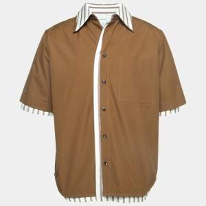 Bottega Veneta Brown Cotton Button Front Layered Shirt XS
