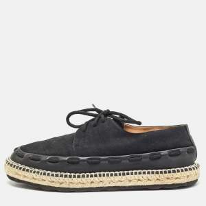 Bottega Veneta Black Canvas Lace Up Espadrilles Size 44