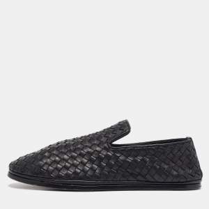 Bottega Veneta Black Intrecciato Leather Smoking Slippers Size 41