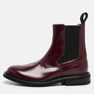 Bottega Veneta Burgundy Leather Platform Chelsea Boots Size 43