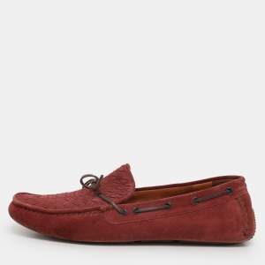 Bottega Veneta Light Maroon Suede Intrecciato Loafers Size 45