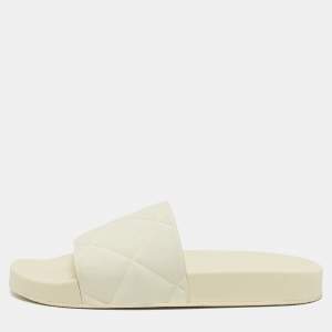 Bottega Veneta Cream Rubber Pool Slides Size 41