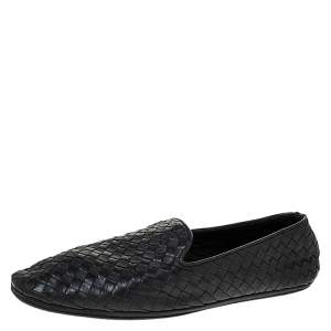 Bottega Veneta Black Intrecciato Leather Smoking Slippers Size 41
