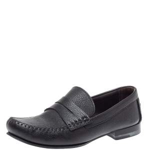 Pre Owned Bottega Veneta Black Leather Austin Penny Loafers Size 41