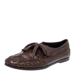 Bottega Veneta Brown Intrecciato Leather Driving Loafer Size 42