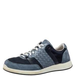 Bottega Veneta Blue Suede And Nylon Low Top Sneakers Size 42
