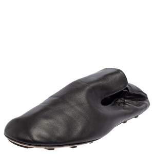 Pre Owned Bottega Veneta Black Leather Smoking Slippers Size 43