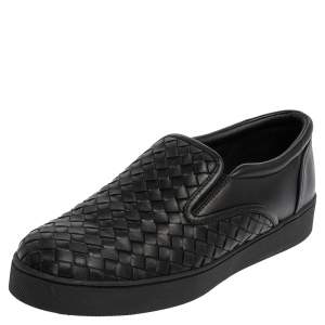  Bottega Veneta Black Intrecciato Leather Dodger Slip On Sneakers Size 40