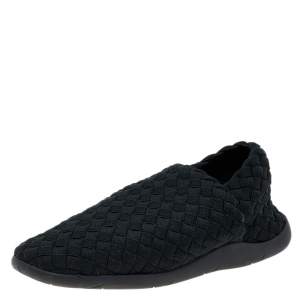 Bottega Veneta Black Intrecciato Elastic Fabric Starfish Slip On Sneakers Size 42