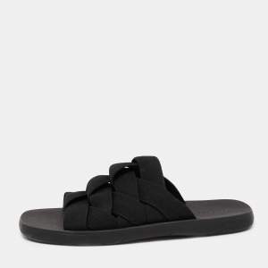 Pre Owned Bottega Veneta Black Elastic Slide Sandals Size 44