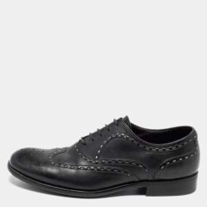 Bottega Veneta Black Leather Brogue Oxford Size 40