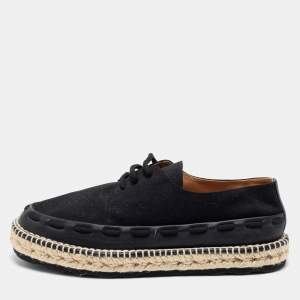 Bottega Veneta Black Leather And Canvas Trimmed Lace-Up Espadrilles Size 41