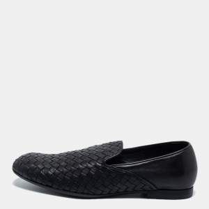 Bottega Veneta Black Intrecciato Leather Smoking Slippers Size 42.5 