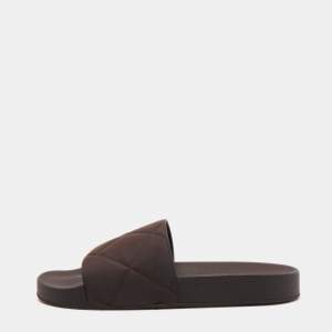 Pre Owned Bottega Veneta Dark Brown Intrecciato Rubber Slide Sandals Size 41