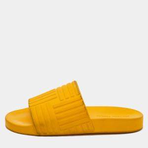 Bottega Veneta Orange Embossed Rubber Slides Size 41