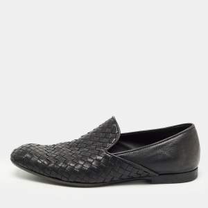 Bottega Veneta Black Intrecciato Leather Smoking Slippers Size  42