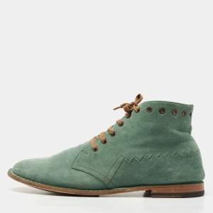 Bottega Veneta Green Suede Lace Up Boots Size 42