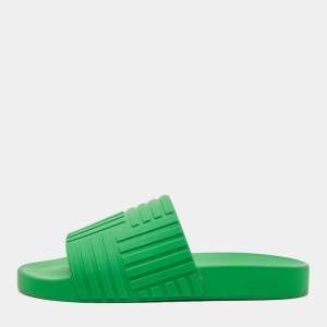 Bottega Veneta Green Rubber Flat Slides Size 40