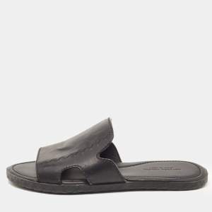 Bottega Veneta Black Leather Slide Sandals Size 41