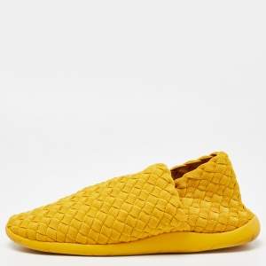 Bottega Veneta Yellow Woven Fabric Slip On Sneakers Size 45.5