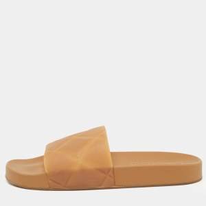 Bottega Veneta Brown Intrecciato Rubber Slide Sandals Size 42