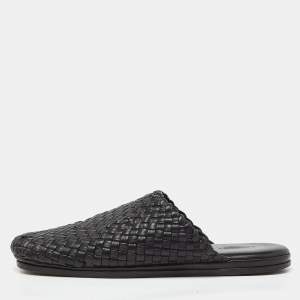 Bottega Veneta Black Intrecciato Leather Tubolare Mules Size 41.5