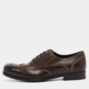 Bottega Veneta Brown Brogue Leather Lace Up Oxfords Size 42.5