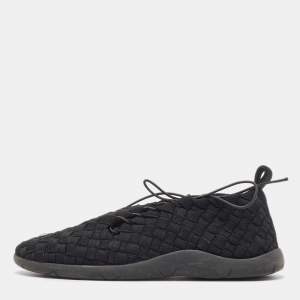 Bottega Veneta Black Elastic Fabric Lace Up Sneakers Size 40.5