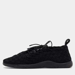 Bottega Veneta Black Woven Fabric Elasticated Intrecciato Sneakers Size 40