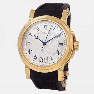 Pre Owned Breguet Marine Big Date 5817BA/12/9V8 Automatic Silver 18K Yellow Gold Men’s Wristwatch 39 mm