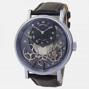 Pre Owned Breguet Tradition 7057BB-G9-9W6 Manual Winding Black Dial 18k White Gold Men's Wristwatch 40 mm