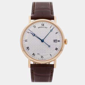مملوكة مسبقًا Pre-Owned Breguet Classique 5177BA/12/9V6 Silver Automatic 18k Yellow Gold Men's Wristwatch 38 MM