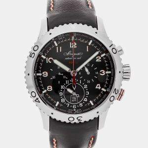 Pre Owned Breguet Transatlantique Type XXII 3880ST/H2/3XV Flyback Black Stainless Steel Automatic Men's Watches 44mm