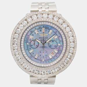 Breitling Customised Pearl 11.60CT Diamond Stainless Steel Bentley A25362 Automatic Men's Wristwatch 48mm