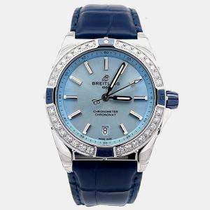 Pre Owned Breitling Super Chronomat Automatic 38 Automatic Ice Blue Stainless Steel Women's Wristwatch 38 mm